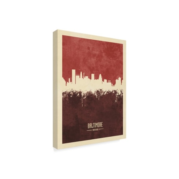 Michael Tompsett 'Baltimore Maryland Skyline Red Ii' Canvas Art,14x19